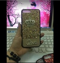 Ốp lưng thời trang mặt kim tuyến cho iPhone 7 Plus Tặng móc dán iRing