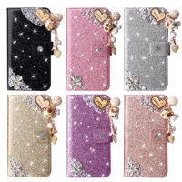 Ốp lưng tình yêu kim cương sáng bóng cho Samsung Galaxy A52s A35 A55 A22 A32 Vỏ lật ví kim cương giả cao cấp