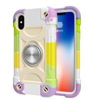Ốp lưng toàn bộ cho iPhone XR, ốp lưng XSMAX với nhẫn kép, ốp lưng robot màu khối xoay