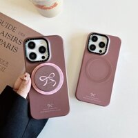 Ốp lưng TPU hình nơ màu hồng nâu cho Apple IPhone 16 15 14 13 12 Pro Max Vỏ chống sốc