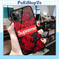 ỐP LƯNG TRÁNG GƯƠNG KÍNH CƯỜNG LỰC IPHONE, SAMSUNG SUPREMEN NỀN HOA HỒNG - PUKISHOPVN