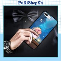 ỐP LƯNG TRÁNG GƯƠNG KÍNH CƯỜNG LỰC IPHONE, SAMSUNG ĐÁNG YÊU HEO NGẮM TRĂNG - PUKISHOPVN