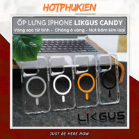Ốp lưng trong suốt chống ố vàng nút bấm kim loại Likgus Candy iPhone 12 13 14 15 Pro Max