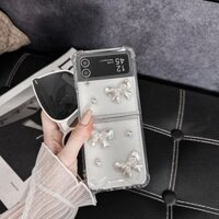 Ốp Lưng TRONG SUỐT SAMSUNG ZLIP / Z FOLD CHARM NƠ NGỌC TRAI  ZLIP3/ ZLIP4/ ZLIP5/ FOLD3/ FOLD4