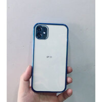 Ốp lưng trong suốt viền màu  cạnh vuông giả iphone 12 dành cho iPhone 11, 11 Pro Max chính hãng KST - iPhone 11 - xanh dương