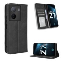 Ốp lưng Vivo IQOO Z7 / Z7X 5G Vintage Flip Cover Từ tính Ví doanh nghiệp Vỏ da PU Giá đỡ thẻ