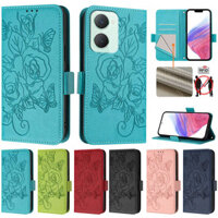 Ốp lưng VIVO Y28S 5G Ví hoa hồng 3D Vỏ điện thoại cho VIVO Y03 4G / Y28S 5G / Y18e / Y18 / Y18S Ốp lưng lật da