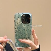 ỐP LƯNG XANH CHẤM BI ĐEN KÈM DÂY DÀNH CHO ĐIỆN THOẠI