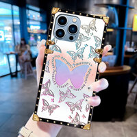 Ốp lưng Xiaomi 12 11 10 Poco C65 C55 C51 C50 M6 M5 M4 Pro 4G 5G X4 Pro 5G X4 X3 F5 F4 Vỏ điện thoại chống sốc hình bướm vuông thời trang sang trọng