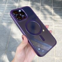 Ốp lưng X&M trong cứng viền màu hỗ trợ sạc cho iPhone 14 Pro Max, 14 Pro, chống sốc