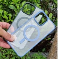 Ốp lưng X&M trong viền màu hỗ trợ sạc Magsafe Cho iPhone 13, 13 Pro, 13 Pro Max, 12 Pro Max lưng trong suốt siêu đẹp