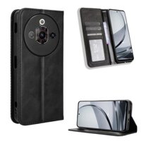 Ốp lưng ZTE Nubia Focus Pro 5G Vintage Flip Cover Từ tính Ví doanh nghiệp Vỏ da PU Hộp đựng thẻ đứng
