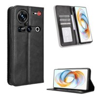 Ốp lưng ZTE Nubia Z70 Ultra 5G Vintage Flip Cover Từ tính Ví doanh nghiệp Vỏ da PU Giá đỡ thẻ