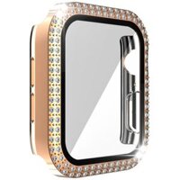 Ốp Mặt Đồng Hồ Bằng Kính Cường Lực Đính Đá Lấp Lánh Thời Trang Cho Apple Watch Series 6 Se 5 4 3 - rose gold,42mm