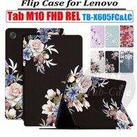 Ốp Máy Tính Bảng Bằng Da PU Chống Trượt Họa Tiết Hoa Cho Lenovo Tab M10 FHD REL Tablet PC TB-X605FC TB-X605LC 10.1 "