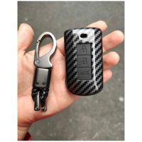 Ốp nhựa carbon, bọc bảo vệ chìa khóa xe Mitsubishi Outlander, Xpander kèm móc đeo INOX (hàng chất )