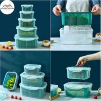 ộp Nhựa TO Đựng Thực Phẩm Tủ Lạnh 2 Lớp Có Lỗ Thoát Nước Khóa Thoát Khí Dễ Dàng Bảo Quản Rau Củ Tiện Lợi