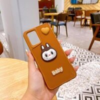 Ốp Oppo A74/A95 dẻo nâu mặt Labubu nổi Baby