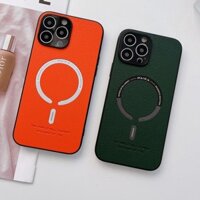 Ốp PAIKA lưng cứng vân da sần viền dẻo hỗ trợ sạc magsafe không dây cao cấp iPhone 14 PLUS PRO MAX