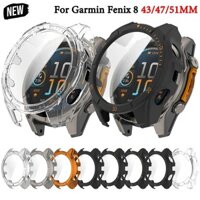 Ốp PC + Kính Cường Lực Cho Garmin Fenix 8 43mm 47mm 51mm Full Cover Bảo Vệ Màn Hình Cứng Cao Cấp Bảo Vệ Fenix8 Phụ Kiện