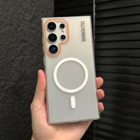 Ốp Sạc Không Dây Từ Tính Cho Samsung Galaxy S25 S24 S22 S23 Ultra S21 S23 FE Plus Note 20 A55 Ốp Lưng Mờ Chống Sốc Cứng Trong Suốt