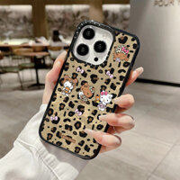 Ốp sạc từ tính không dây in họa tiết da báo Hello Kitty cho IPhone 11 14 15 16 Pro Max 12 13 Pro Max Cover 15 16 PLUS Silicone mềm trong suốt Vỏ chống sốc