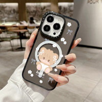 Ốp sạc từ tính không dây Latte Ribbon Mikko hoạt hình dễ thương cho IPhone 11 14 15 16 Pro Max 12 13 Pro Max Cover 15 16 PLUS Silicone mềm trong suốt Vỏ chống sốc