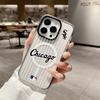 Ốp Sạc Từ Tính Không Dây MLB New York Yankees Cho IPhone 11 14 15 Pro Max 12 13 Pro Max Cover 14 PLUS 15 PLUS Silicon Mềm Trong Suốt Ốp Lưng Chống Sốc