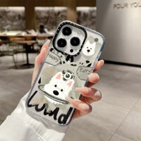 Ốp sạc từ tính không dây Graffiti Happy Puppy dễ thương cho IPhone 11 14 15 16 Pro Max 12 13 Pro Max Cover 14 15 16 PLUS Vỏ silicon mềm trong suốt chống sốc