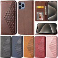 Ốp Sang Trọng Cho iPhone 16 Pro Max Xs Max XR X Xs 11 Pro 8 Plus 7 Plus 6 Plus 6S Plus SE4 SE3 SE2 SE 2022 Splice Book Wallet Card Soft Leather Flip Stand Protect Cover Case