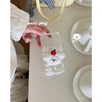 Ốp Silicon Giá Đỡ Chó Thời Trang 3D Cho iPhone 16 Pro Max Vỏ Điện Thoại iPhone 16 15 14 13 12 11 Pro Max 13Mini 14Plus XSMAX XR Vỏ Đeo Ngang