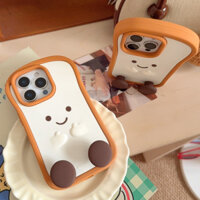 Ốp Silicon Sáng Tạo Cho iPhone 16 15 14 13 12 Pro Max Với Giá Đỡ Điện Thoại Có Thể Mở Rộng Bánh Mì Nướng Phong Cách Vỏ Mềm Bảo Vệ Camera Đi Kèm Với Giá Đỡ Điện Thoại Bảo Vệ Môi Trường