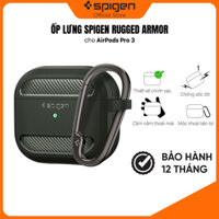 Ốp Spigen Rugged Armor cho Airpod 3 - Thiết kế chính xác, chống sốc, móc khoá tiện lợi - Hàng chính hãng