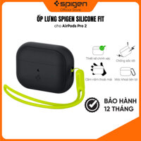Ốp Spigen Silicone Fit Black cho Airpod Pro 2 - Thiết kế chính xác, chống sốc, móc khoá tiện lợi - Hàng chính hãng