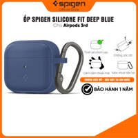 Ốp Spigen Silicone Fit cho Airpod 3 - Thiết kế chính xác, chống sốc, móc khoá tiện lợi - Hàng chính hãng - Deep Blue