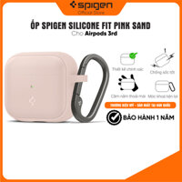 Ốp Spigen Silicone Fit cho Airpod 3 - Thiết kế chính xác, chống sốc, móc khoá tiện lợi - Hàng chính hãng - Pink Sand
