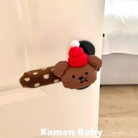 Ốp tay nắm cửa hình gấu cong dễ thương, chống tĩnh điện, chống va chạm, trang trí tay nắm cửa phòng trẻ em