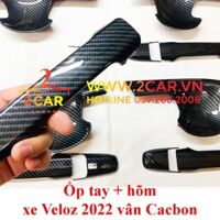 Ốp tay nắm, hõm cửa CARBON xe Toyota Veloz 2022 2023 vân cacbon cao cấp - 4 ốp tay có từ