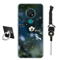 Ốp TPU Nắp Hoa Văn Mềm Mại Ốp Lưng Điện Thoại Vỏ Gỗ Nokia 7.2 (Dây Hồng + Tặng Giá Đỡ)