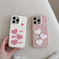 Ốp TPU thêu hình trái tim tình yêu cho Apple iPhone 16 15 14 13 12 11 Pro Max 14Plus 15Plus 16Plus Ốp chống sốc