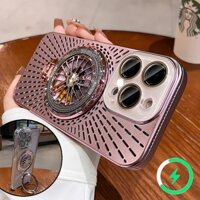 Ốp từ tính tản nhiệt sang trọng cho iPhone 16 15 Pro Max 12 13 14 Pro Max 16 Plus Ốp điện thoại có ống kính máy ảnh Giá đỡ con quay hồi chuyển kim loại Vỏ lưng cứng chống sốc