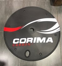 Ốp vành xe bánh 700c CORIMA -Vân Carbon đen đỏ - Bộ