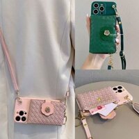 Ốp Ví Cho IPhone 16 15 12 13 14 11 Pro X XR XS Max 6 6S 7 8 Plus 13 Mini Sang Trọng Dễ Thương Khe Cắm Hoa Thẻ Ví Đựng Tiền Xu Dây Đeo Vỏ Điện Thoại Silicon Mềm