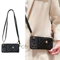 Ốp Ví Cho IPhone 16 15 12 13 14 11 Pro X XR XS Max 6 6S 7 8 Plus 13 Mini Sang Trọng Dễ Thương Khe Cắm Cao Cấp Thẻ Ví Đựng Tiền Xu Dây Đeo Ngang Vỏ Điện Thoại Silicon Mềm