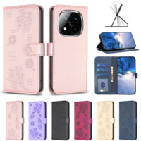 Ốp Ví Cỏ Ba Lá Bốn Lá Cho Xiaomi Redmi Note14 Pro + 4G 5G Redmi 14C A3 Poco M7 C75 Bao Da Lật Mỏng