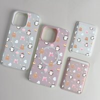 Ốp ví họa tiết gấu chim cánh cụt hoạt hình cho iPhone 11 pro max 12 13pro 15pro 15promax 14 14promax 14 pro 16 pro max 16 plus vỏ bảo vệ hai lớp