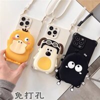 Ốp ví tiền xu hình búp bê hoạt hình cho iphone16promax Apple 13 / 14 ốp lưng 15pro đeo chéo 11 X mới