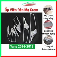 Ốp viền đèn pha hậu ô tô Yaris 2014-2018 mạ crom, ốp đèn lắp trước sau trang trí bảo vệ xe hơi