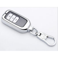 Ôp vo chia khoa, bao da chia khoa  inox co lot boc silicon cao câp danh cho xe Honda City CRV M02 - mau bac