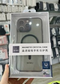 Ốp Wiwu Magentic Crystal Case Cho Iphone 13 Trong Viền Màu, Viền Dẻo Chống Ố Vàng , Chống Sốc Tốt - Hàng Chính Hãng - iPhone 13 Pro Max - Viền đen